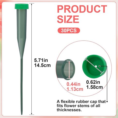 30Pcs Flower Water Tube, 5.71 Inch Plastic Floral Tubes for Fresh Flower Stem, Single Floral Vials with Caps Arranging Supplies for Roses Bouquets Flowers- Green in Saudi Arabia