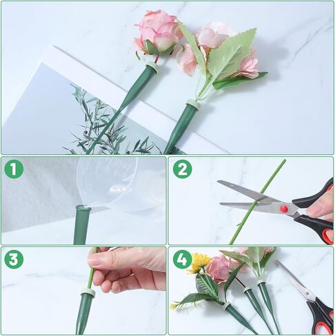 Yuanan 200 قطعة من أنابيب المياه الزهرية للزهور، 200 قطعة من أنبوب مياه الزهرة الخضراء مقاس 6 بوصة مع أغطية مطاطية أنبوب جذعي للزهور البلاستيكية لترتيبات جذع الزهور الطازجة ومستلزمات بائعي الزهور in Kuwait