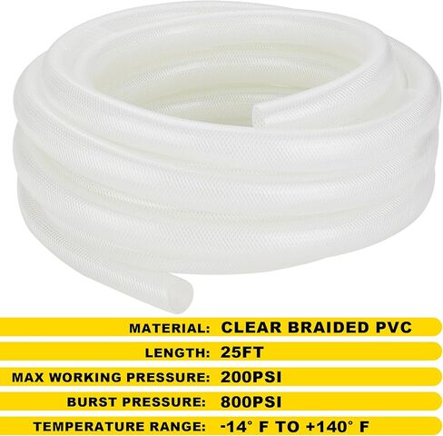 WYNNsky 3/4’’ID 25FT High Pressure Braided Clear PCV Tube in Saudi Arabia