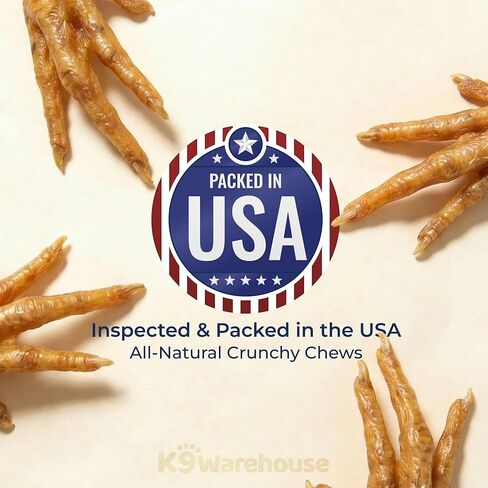 K9warehouse - علاجات أقدام الدجاج للكلاب - 12 قطعة - أقدام الدجاج للكلاب - علاجات أقدام الدجاج الطبيعية والمجففة والمجففة للكلاب - مضغ الكلاب المكون من مكون واحد - بديل لأقدام البط in Kuwait