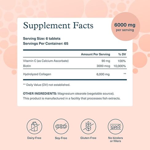 Youtheory Collagen + Biotin - Advanced Collagen Supplement - with Hydrolyzed Peptides, Vitamin C & Vitamin B - Supports Hair Growth, Nail Health & Skin - 390 Tablets in Saudi Arabia