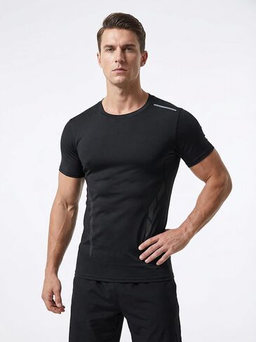 Men's Compression Shirt Short Sleeve Breathable Fitness T-Shirt, Functional Running Compression Top in Saudi Arabia