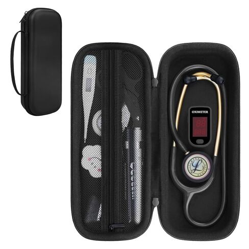 حافظة سماعة الطبيب BOVKE تناسب شاشة 3M Littmann Classic III/خفيفة الوزن II S.E.، سماعات طبية MDF Acoustica، حقيبة سماعة الطبيب مع مساحة لملحقات الممرضات والمستلزمات الطبية، بني داكن in Kuwait