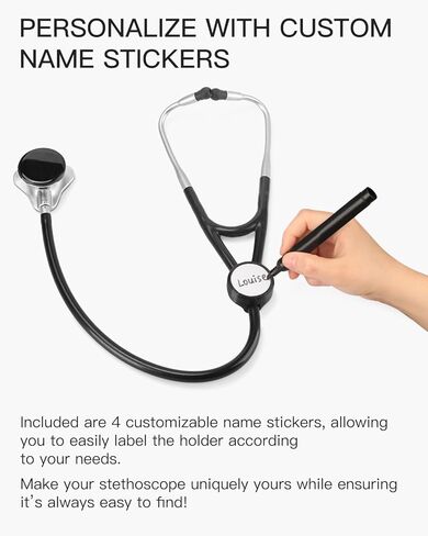 Stethoscope Tracker Holder for EKO CORE 500, Littmann CORE Digital Stethoscope & Littmann Cardiology IV – Compatible with AirTag – Stethoscope Safety Tracker Case with 4 Name Stickers, Black in Kuwait