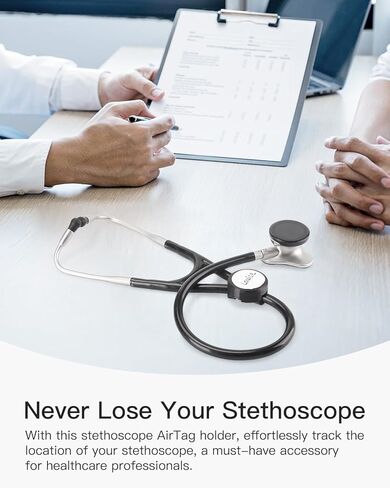 Stethoscope Tracker Holder for EKO CORE 500, Littmann CORE Digital Stethoscope & Littmann Cardiology IV – Compatible with AirTag – Stethoscope Safety Tracker Case with 4 Name Stickers, Black in Kuwait