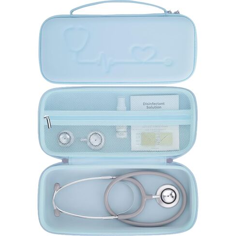 حافظة سماعة الطبيب لسماعات الطبيب 3M Littmann Classic III، أمراض القلب IV، خفيفة الوزن II S.E، أدوات MDF، حقيبة تخزين صلبة لملحقات سماعة الطبيب، أساسيات مدرسة التمريض - وردي in Kuwait