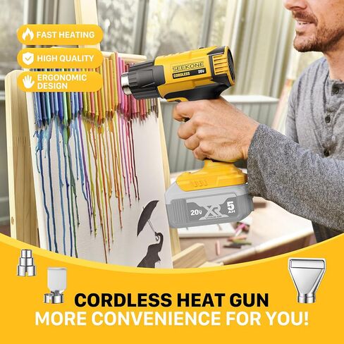 مسدس حرارة من طراز Seekone لبطارية DeWalt 20V ، وإعدادات درجة الحرارة المزدوجة 572 ℉ و 1022 ℉ مسدس الهواء الساخن سريع التسخين مع 3 فوهات للأنابيب المتدلية ، واللف ، والخرفف ، والالكترونيات (بدون بطارية) in Kuwait
