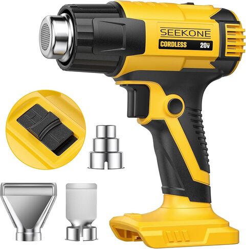 مسدس حرارة من طراز Seekone لبطارية DeWalt 20V ، وإعدادات درجة الحرارة المزدوجة 572 ℉ و 1022 ℉ مسدس الهواء الساخن سريع التسخين مع 3 فوهات للأنابيب المتدلية ، واللف ، والخرفف ، والالكترونيات (بدون بطارية) in Kuwait