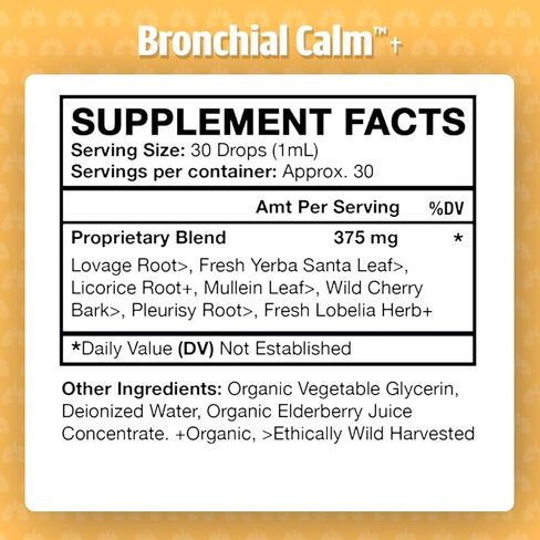 Dr. Green Mom Bronchial Calm Kids - Natural Cough Liquid Drops for Babies, Toddlers & Children - Herbal Kids Cold & Flu Support - Natural, Sugar-Free, Non-GMO, Dye-Free in Kuwait