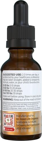 Dr. Green Mom Bronchial Calm Kids - Natural Cough Liquid Drops for Babies, Toddlers & Children - Herbal Kids Cold & Flu Support - Natural, Sugar-Free, Non-GMO, Dye-Free in Kuwait