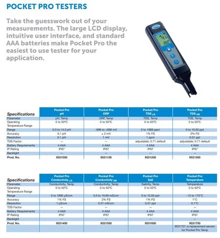 Hach Pocket Pro High Range, 0.0 to 19.99 mS/cm, Conductivity Meter & Tester, Measures HR Conductivity & Temperature, 9531500 in Saudi Arabia