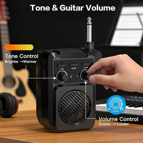 ZealSound Mini Guitar Amp with Bluetooth, 5W Portable Practice Amp with 4 Built-in Effects (Clean, Overdrive, Distortion, Reverb), USB Playback, Rechargeable Up to 8 Hours for Electric Guitar & Bass in Saudi Arabia