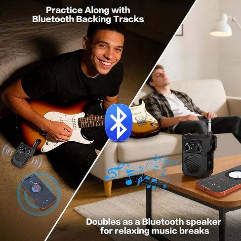 ZealSound Mini Guitar Amp with Bluetooth, 5W Portable Practice Amp with 4 Built-in Effects (Clean, Overdrive, Distortion, Reverb), USB Playback, Rechargeable Up to 8 Hours for Electric Guitar & Bass in Saudi Arabia