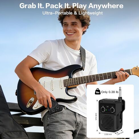 ZealSound Mini Guitar Amp with Bluetooth, 5W Portable Practice Amp with 4 Built-in Effects (Clean, Overdrive, Distortion, Reverb), USB Playback, Rechargeable Up to 8 Hours for Electric Guitar & Bass in Saudi Arabia