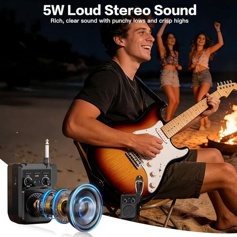 ZealSound Mini Guitar Amp with Bluetooth, 5W Portable Practice Amp with 4 Built-in Effects (Clean, Overdrive, Distortion, Reverb), USB Playback, Rechargeable Up to 8 Hours for Electric Guitar & Bass in Saudi Arabia