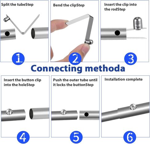 16 PCS Push Button Spring Clips, V Shaped Tent Pole Clips Stainless Steel Kayak Spring Snap Tube Locking Pin Clip for Camping Kayak Paddle Tent Pole (8mm) in Saudi Arabia