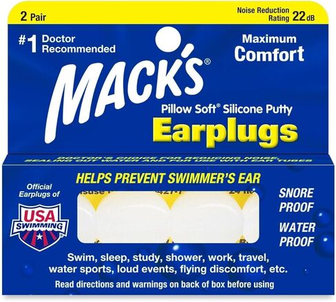 Mack’s Pillow Soft Silicone Earplugs, 2 Pair – The Original Moldable Silicone Putty Ear Plugs for Sleeping, Snoring, Swimming, Travel, Concerts and Studying in Kuwait