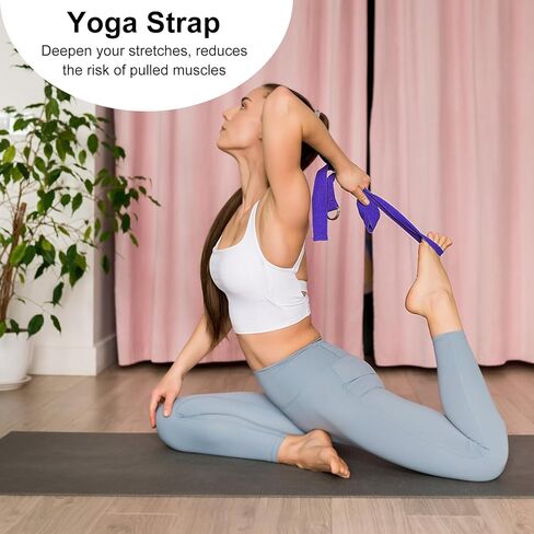 2 Yoga Block and 2 Yoga Strap Set,Non-slip EVA Foam Blocks, High Density Yoga Bricks with 6ft Strap, Supportive Latex-Free Yoga Block Accessories for Pilates in Kuwait