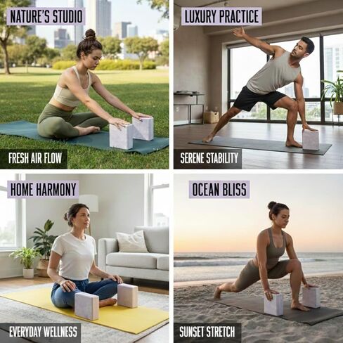 Yoga Block – High-Density Foam Exercise Block for Yoga, Pilates, Stretching & Meditation – Non-Slip, Lightweight & Durable by Lunai in Kuwait