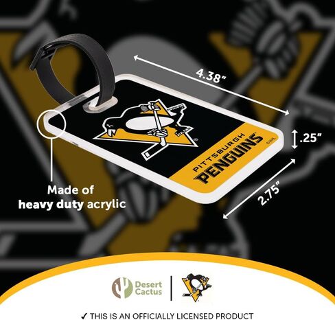 علامة الأمتعة Desert Cactus Pittsburgh Penguins - بطاقة تعريف السفر الرسمية لدوري الهوكي الوطني NHL للحقائب والحقائب والحقائب المحمولة (علامة الأمتعة الأكريليك B) in Kuwait