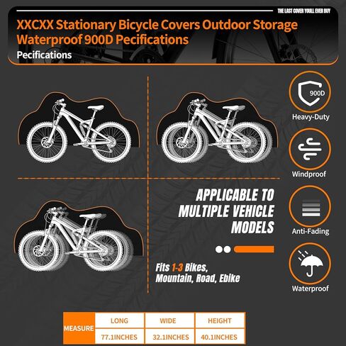 غطاء دراجة لـ 1/2/3Bike-900D غطاء دراجة مقاوم للماء عالي التحمل وحماية تخزين الدراجة في الهواء الطلق ضد الثلج والمطر | غطاء دراجة للدراجة الإلكترونية والجبل والطرق والهجين والسكوتر ودراجة الشاطئ (غطاء دراجة L-1) in Saudi Arabia