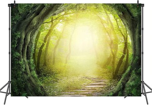 Fairy Forest Backdrop Polyester Enchanted Forest Backdrop Sunshine Butterfly Flower Photography Background Fantasy Magical Wonderland Baby Boy Girl Party Supplies Decor Banner 5x3ft in Kuwait