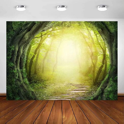 Fairy Forest Backdrop Polyester Enchanted Forest Backdrop Sunshine Butterfly Flower Photography Background Fantasy Magical Wonderland Baby Boy Girl Party Supplies Decor Banner 5x3ft in Kuwait