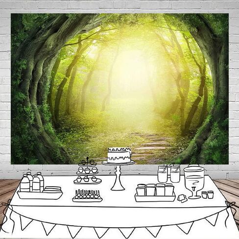 Fairy Forest Backdrop Polyester Enchanted Forest Backdrop Sunshine Butterfly Flower Photography Background Fantasy Magical Wonderland Baby Boy Girl Party Supplies Decor Banner 5x3ft in Kuwait