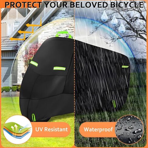 Bike Cover for 1, 2 Bikes Outdoor Waterproof Bicycle Covers 420D Heavy Duty Ripstop Material Offers Constant Protection for All Types of Bicycles All Through The 4 Seasons in Saudi Arabia