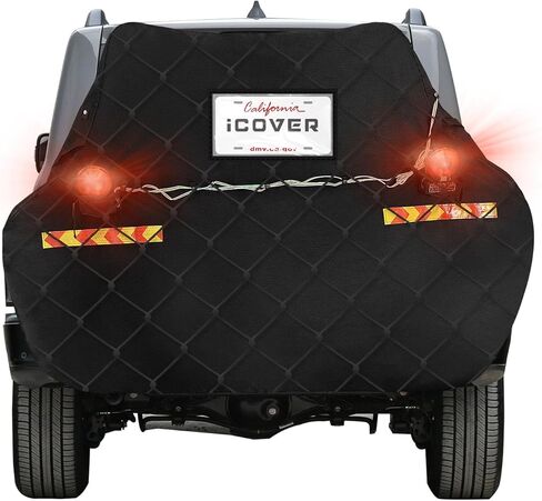 غطاء دراجة iCOVER لدراجتين للنقل على حامل وصلة، مع مصابيح خلفية وجيب لوحة الترخيص، غطاء دراجة إلكترونية مقاوم للماء شديد التحمل 600D للنقل، بما في ذلك ضوء السحب وشبكة شحن بنجي in Kuwait