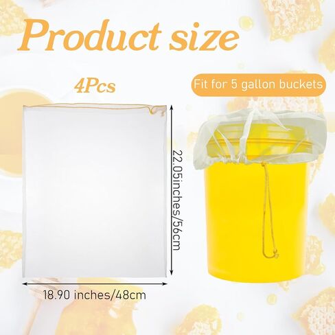 Honey Strainer Bag Ultra-Fine Mesh Honey Extractor Filter Bags with Adjustable Drawstring, Reusable and Washable Beginner Honeys Separator Equipment in a 5 Gallon Bucket, Beekeeping Supplies in Kuwait