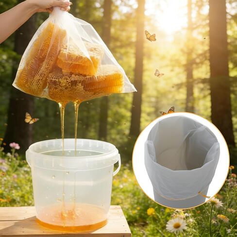 Honey Strainer Bag Ultra-Fine Mesh Honey Extractor Filter Bags with Adjustable Drawstring, Reusable and Washable Beginner Honeys Separator Equipment in a 5 Gallon Bucket, Beekeeping Supplies in Kuwait