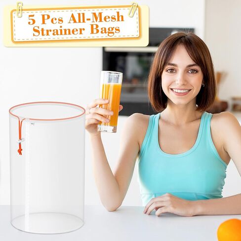 5 Pack 5 Gallon All-Mesh Filter Bags, Windspeed Oxford Cloth All-Mesh Filter Bags for 5 Gallon Bucket with Filter Screen and Storage Pouch(25/73/120/160/220 Micron) in Kuwait