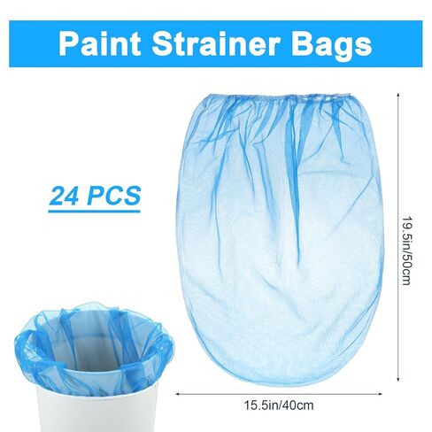 24 Pack 5 Gallon Paint Strainer Bag with Fine Nylon Mesh & Elastic Top - Premium Paint Filter Bag for Buckets, Hydroponics, Gardening, and Liquid Straining(Blue) in Kuwait