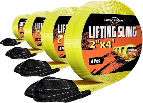 4 قطع من حبال رفع العين الملتوية مع مقاومة للأشعة فوق البنفسجية، أشرطة محظوظة 4 × 2 بوصة أشرطة رفع للرافعة، حبال منسوجة من البوليستر شديدة التحمل بوزن 15000 رطل للأثاث والأسرة والآلات والخارجية، إلخ in Kuwait