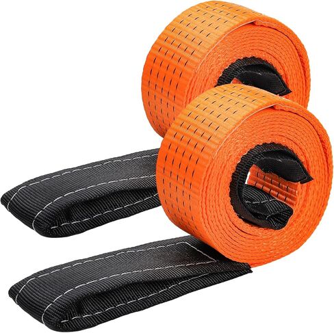 TOPZEA 2 Pack 2" x 10 FT Heavy Duty Lifting Sling Strap, 15000 LB Capacity Lift Sling Strap Double Ply Nylon Web Slings Winch Straps for Hoist, Tree Saver Recovery, Rigging, Towing, Moving, Orange in Saudi Arabia