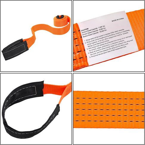 TOPZEA 2 Pack 2" x 10 FT Heavy Duty Lifting Sling Strap, 15000 LB Capacity Lift Sling Strap Double Ply Nylon Web Slings Winch Straps for Hoist, Tree Saver Recovery, Rigging, Towing, Moving, Orange in Saudi Arabia