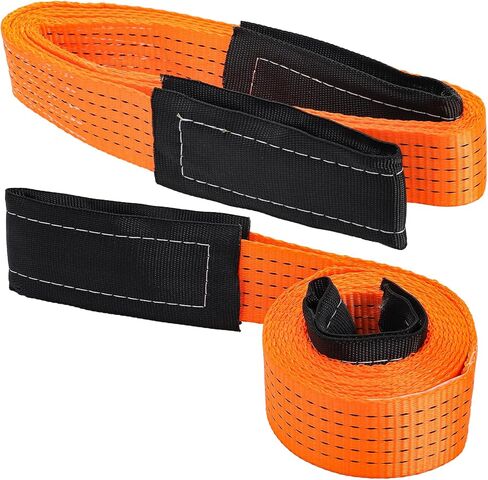 TOPZEA 2 Pack 2" x 10 FT Heavy Duty Lifting Sling Strap, 15000 LB Capacity Lift Sling Strap Double Ply Nylon Web Slings Winch Straps for Hoist, Tree Saver Recovery, Rigging, Towing, Moving, Orange in Saudi Arabia