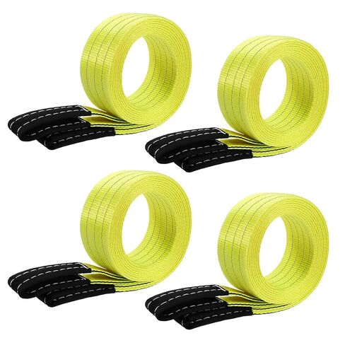 4 Pcs Lifting Sling Straps, 6 Ft x 2 Inch Heavy Duty Lift Sling Straps Nylon Tree Saver Recovery Strap Web Nylon Flat Towing Web Slings Winch Strap with Wear Guard End for Trailer Hoist Truck in Saudi Arabia