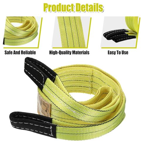 4 Pcs Lifting Sling Straps, 6 Ft x 2 Inch Heavy Duty Lift Sling Straps Nylon Tree Saver Recovery Strap Web Nylon Flat Towing Web Slings Winch Strap with Wear Guard End for Trailer Hoist Truck in Saudi Arabia