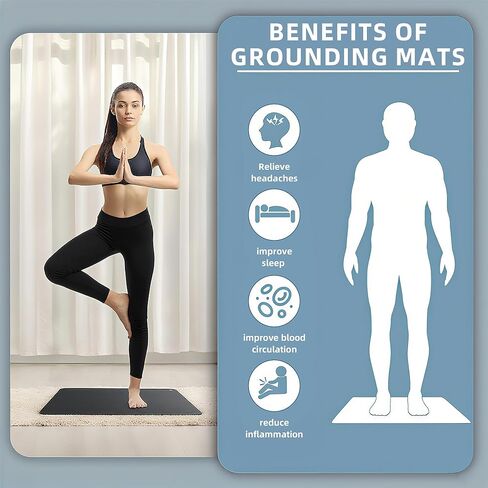 بساط التأريض للأقدام، بساط التأريض لنوم أفضل، وتخفيف التوتر والصحة، ووسادة التأريض لليوجا، والمنزل، والمكتب، بما في ذلك سلك التأريض بطول 15 قدمًا (24 بوصة × 35 بوصة) in Kuwait