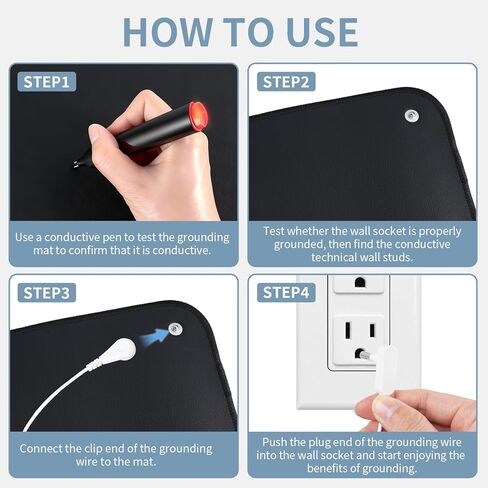 بساط التأريض للأقدام، بساط التأريض لنوم أفضل، وتخفيف التوتر والصحة، ووسادة التأريض لليوجا، والمنزل، والمكتب، بما في ذلك سلك التأريض بطول 15 قدمًا (24 بوصة × 35 بوصة) in Kuwait