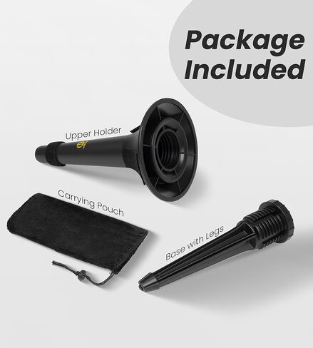 Trumpet Stand, Metal 5 Legs and Holder, Professional Grade for all Musicians, Lightweight & Compact, In-Bell Storeable, Stable Secure Folding Base & Detachable Legs, Black in Kuwait