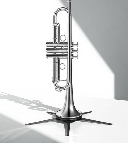 Trumpet Stand, Metal 5 Legs and Holder, Professional Grade for all Musicians, Lightweight & Compact, In-Bell Storeable, Stable Secure Folding Base & Detachable Legs, Black in Kuwait