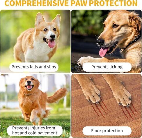 Dog Socks Anti Slip, Non-Slip Dog Socks to Prevent Licking Paws with Elastic Straps for Hot/Cold Pavement, Boots & Paws Protectors for Small Medium Large Senior (4 Pcs, S) in Kuwait
