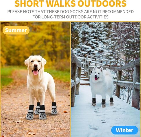 Dog Socks Anti Slip, Non-Slip Dog Socks to Prevent Licking Paws with Elastic Straps for Hot/Cold Pavement, Boots & Paws Protectors for Small Medium Large Senior (4 Pcs, S) in Kuwait