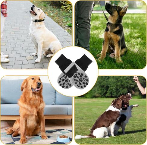 Dog Socks Anti Slip, Non-Slip Dog Socks to Prevent Licking Paws with Elastic Straps for Hot/Cold Pavement, Boots & Paws Protectors for Small Medium Large Senior (4 Pcs, S) in Kuwait