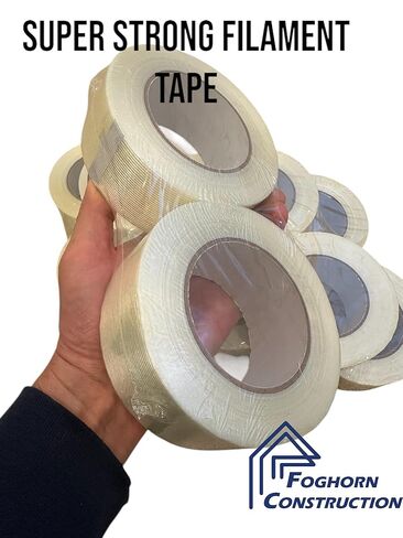 12 Rolls of 2 Inch x 60 Yard, Filament Strapping Tape, Heavy Duty Clear Reinforced Packing Tape, 5.5 Mil Thick, Adheisive. in Kuwait