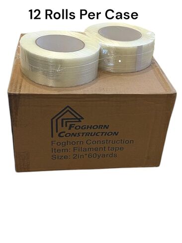 12 Rolls of 2 Inch x 60 Yard, Filament Strapping Tape, Heavy Duty Clear Reinforced Packing Tape, 5.5 Mil Thick, Adheisive. in Kuwait