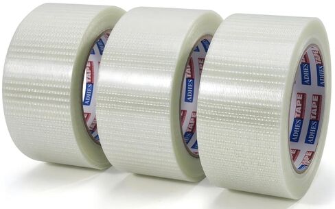ADHES Filament Strapping Tape 2 Inch x 35 Yards, 3 Rolls, 5.5 Mil Heavy Duty Fiber Reinforced Packing Tape, Fiberglass Tape for Shipping, Sealing & Bundling in Saudi Arabia